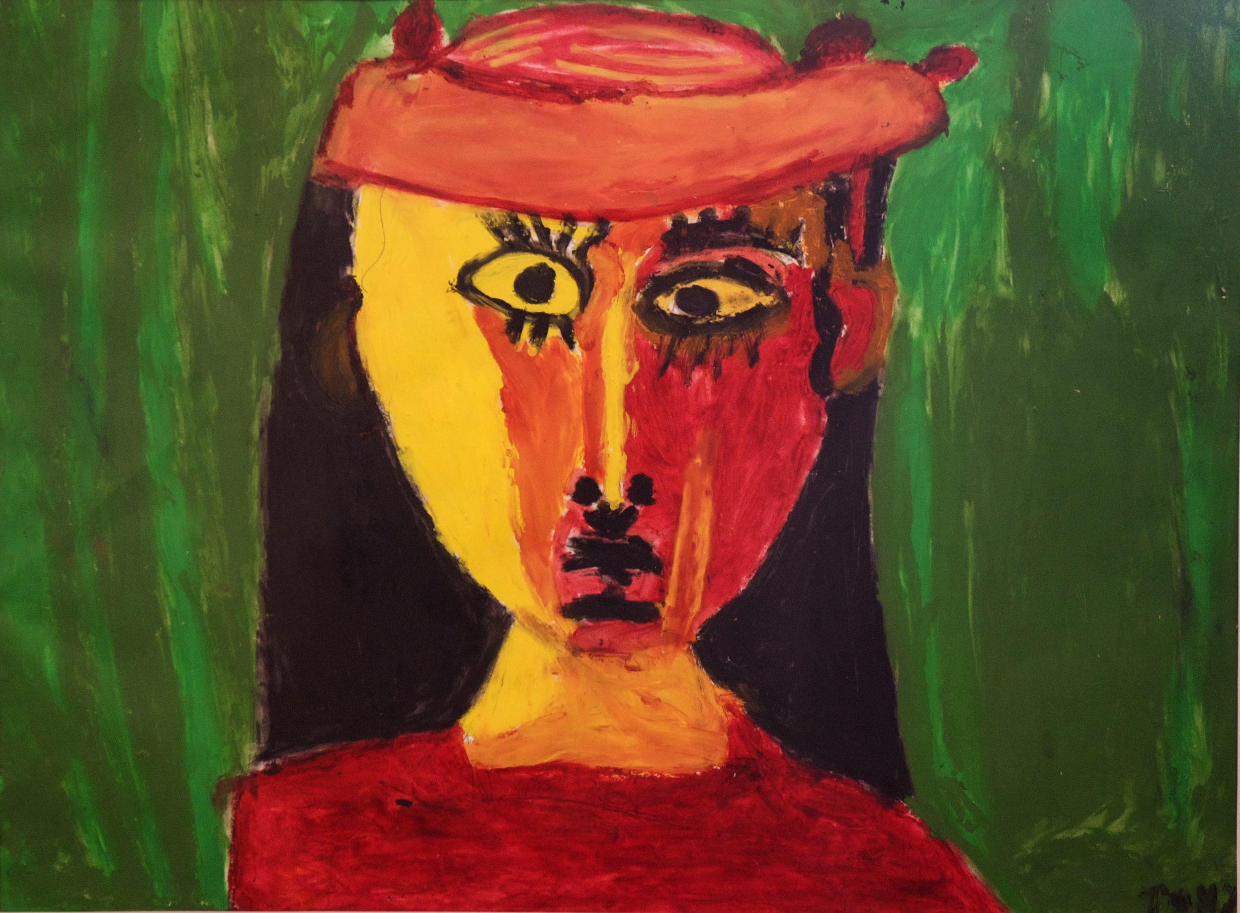 Cuadro de mujer con sombrero, óleo sobre tela creado en Cre Arte